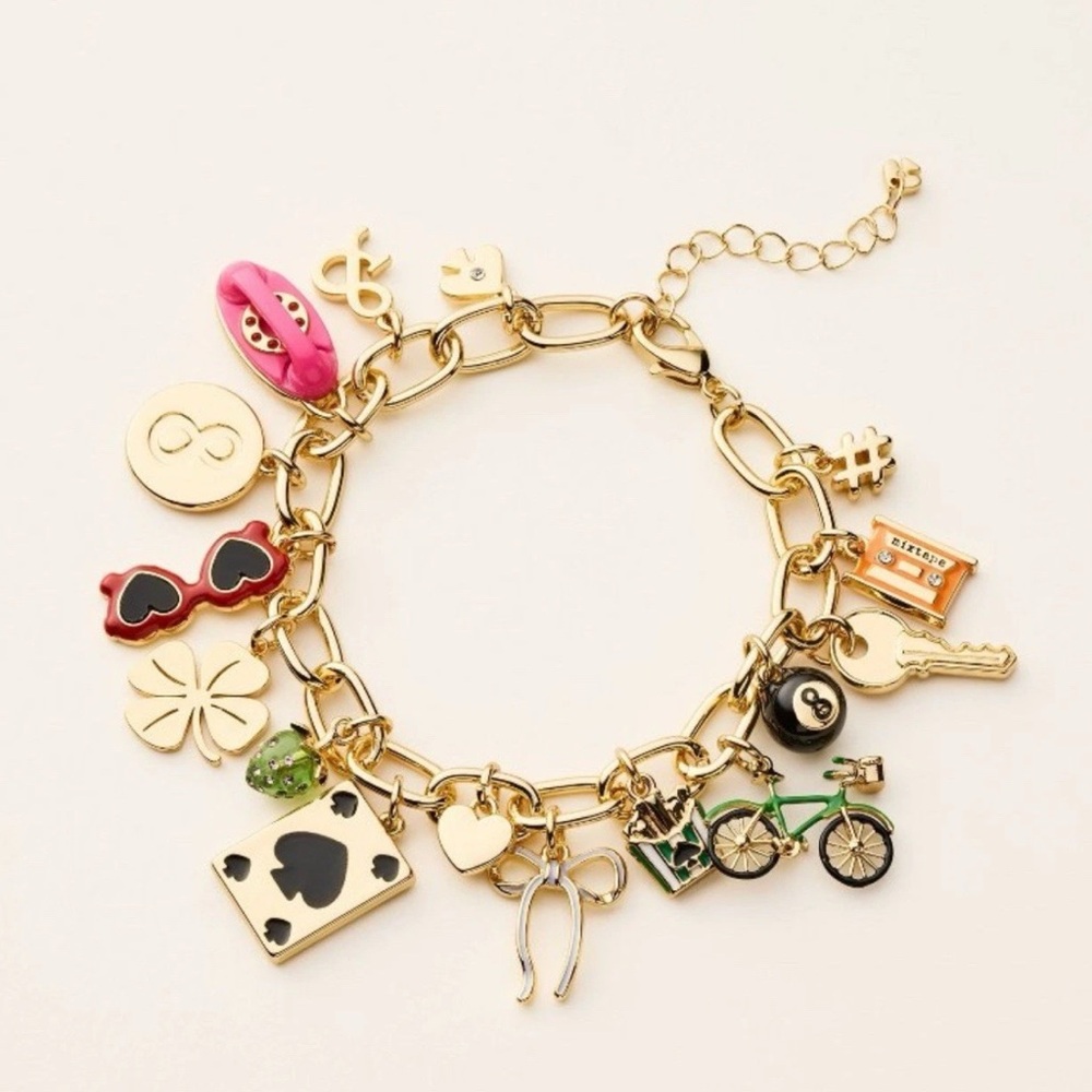 kate spade Gold Charm Bracelet with Pink and Black Accents - Picture 2 of 4
